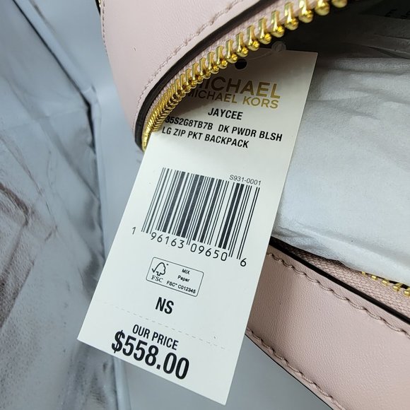 Michael Kors Jaycee Logo Large Zip Pocket Backpack Dark Powder Blush